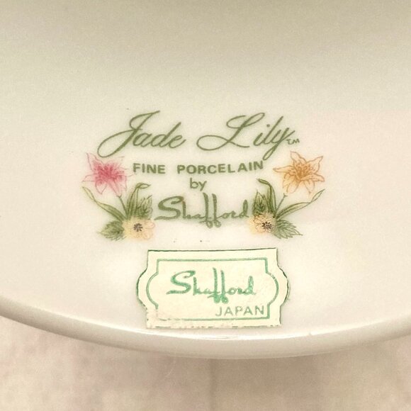 VINTAGE Shafford Fine China "Jade Lily" Pedestal Cake Stand Plate Footed 10.25” - Picture 8 of 9